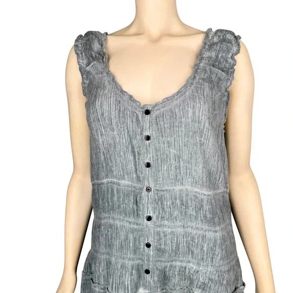 The Pyramid Collection XL Maxi Dress Blue Grey Ruffle Tiered Sleeveless‎ Lined - Picture 2 of 14